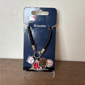 MLB Black Braided Bracelet with Silver Clasp